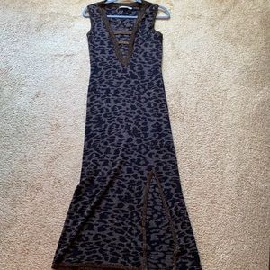 ASOS Fitted Sparkly Print Dress with Deep V Neck